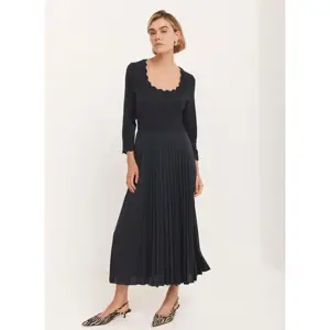 Mint Velvet Navy Scallop Jersey Mix Midi Dress